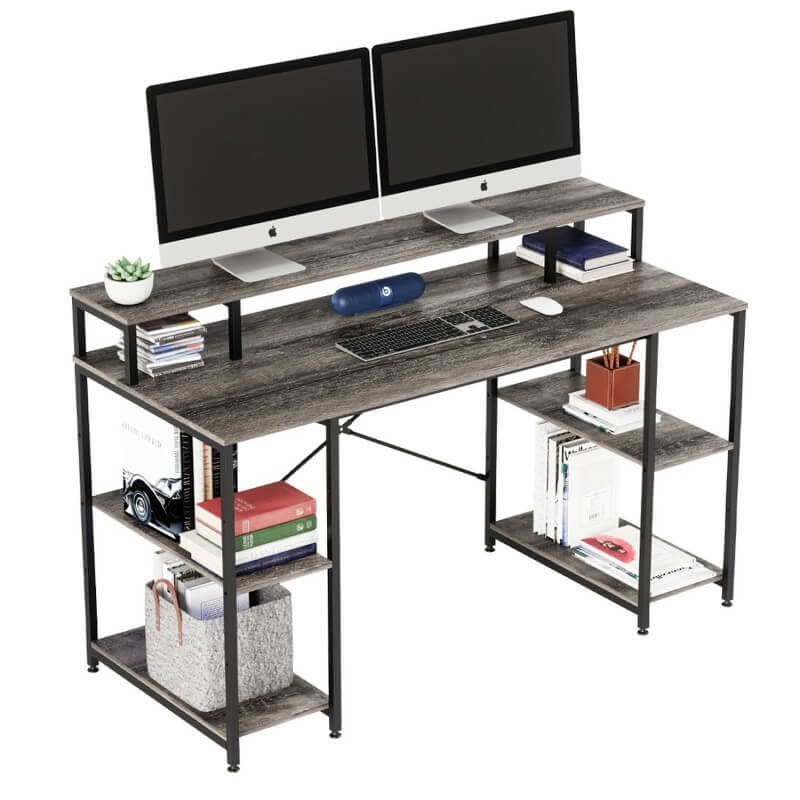 Dark Grey computer desk with shelves
