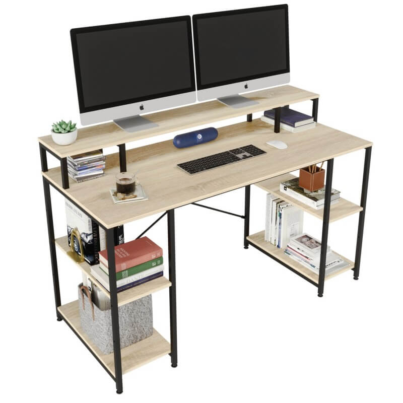  Light Oak computer desk with shelves