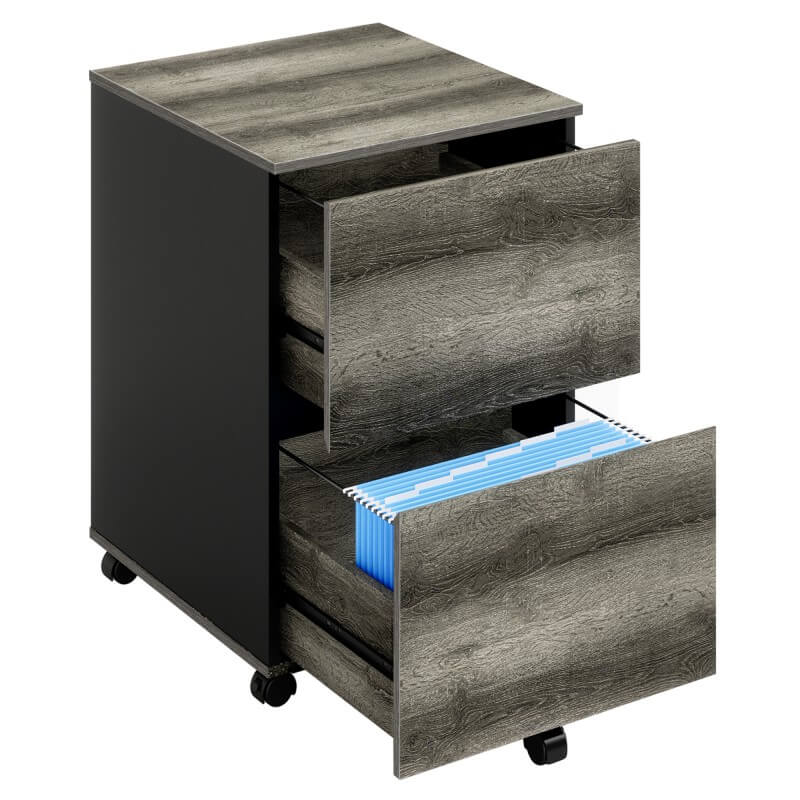 wood 2 drawer file cabinet Grey